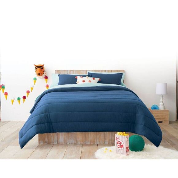 Open Box - Pillowfort - Full/Queen Channel Jersey Comforter Set Navy - Pil Navy - Picture 3 of 4